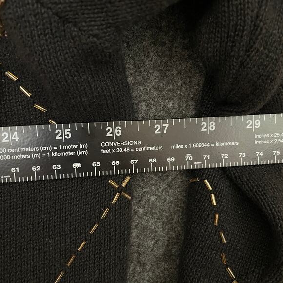 IB Diffusion Holiday Cardigan Sweater Women’s 3X Black Poinsettia Beaded - Picture 10 of 11